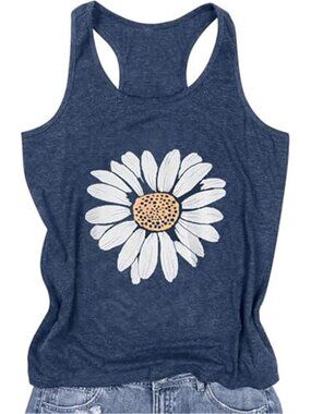 Womens Graphic Tank Top Sleeveless Crew Neck Casual Summer Shirt Relaxed Fit